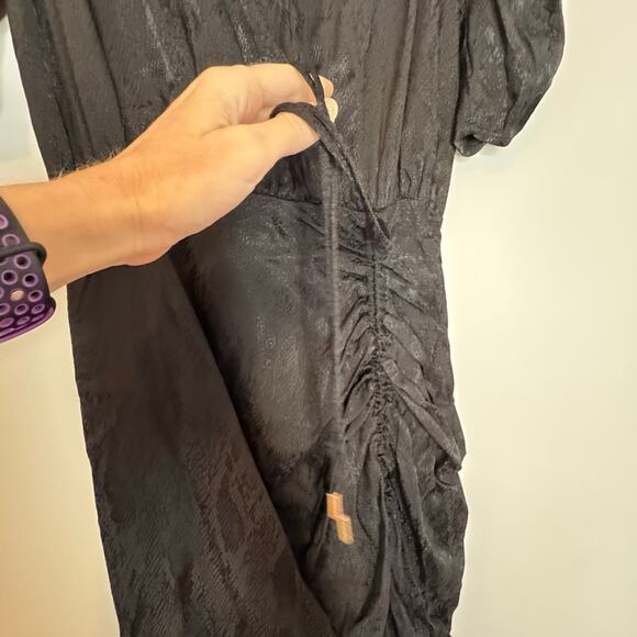 AFRM Nile Black Snake Jacquard Ruched Maxi Dress Women Size XS - Picture 6 of 11